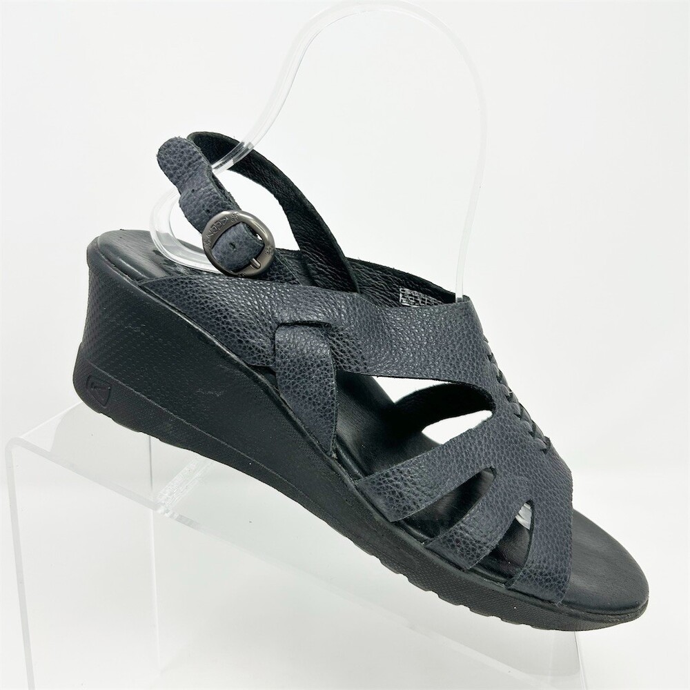 KEEN Womens Black Strappy Slingback Wedge Sandals Open Toe Comfort Size 8